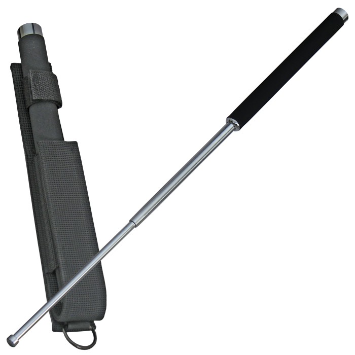 Buchner, Teleskopschlagstock, schwarz, extra lang, Nylonholster